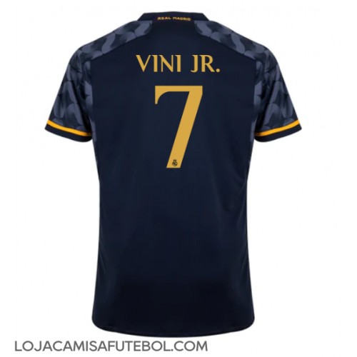 Camisa de Futebol Real Madrid Vinicius Junior #7 Equipamento Secundário 2023-24 Manga Curta